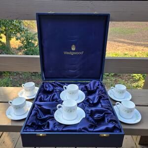 Wedgewood Westbury R4410 Bone China 12 Piece 6 Sets Cups Saucers Cappuccino Box
